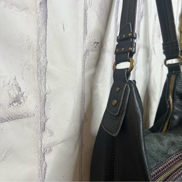 The Sak sequoia black gray leather hobo shoulder bag purse - Picture 4 of 10